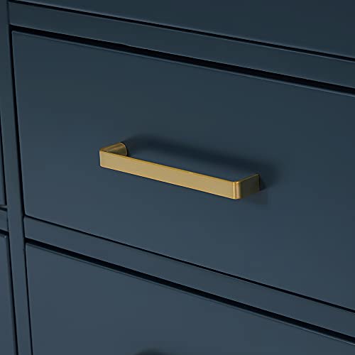 ARIEL 72" Midnight Blue Double Bathroom Vanity Base Cabinet, Double Sink Configuration, 2 Soft Closing Doors, 9 Full Extension Dovetail Drawers, Satin Brass