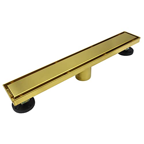 Square Shower Drain 6", Brushed Gold Floor Drain with Tiled Insert Grate & Hair Strainer, 304 Stainless Steel Bathroom 2-in-1 Tiled in Drain, CUPC Certified (Brushed Gold, 6'')