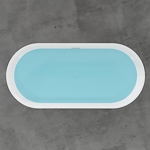 59 in. High-back Free Standing Tub, Contemporary Soaking Tub, Bathroom Stand Alone Freestanding Bathtub Overflow and Drain (Glossy White)