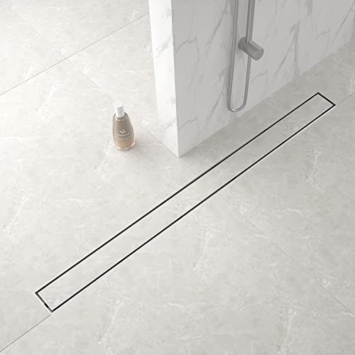 Square Shower Drain 6", Brushed Gold Floor Drain with Tiled Insert Grate & Hair Strainer, 304 Stainless Steel Bathroom 2-in-1 Tiled in Drain, CUPC Certified (Brushed Gold, 6'')
