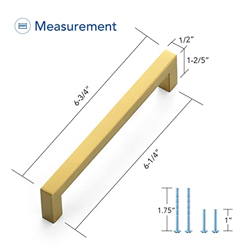 Ravinte 10 Pack Gold Cabinet Pulls 12-3/5 Inch Brushed Brass Kitchen Cabinet Handles Gold Square Kitchen Hardware for Cabinet Gold Kitchen Drawer Pulls Come with Screwdriver
