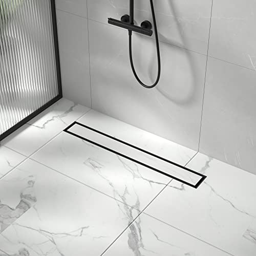 Square Shower Drain 6", Brushed Gold Floor Drain with Tiled Insert Grate & Hair Strainer, 304 Stainless Steel Bathroom 2-in-1 Tiled in Drain, CUPC Certified (Brushed Gold, 6'')