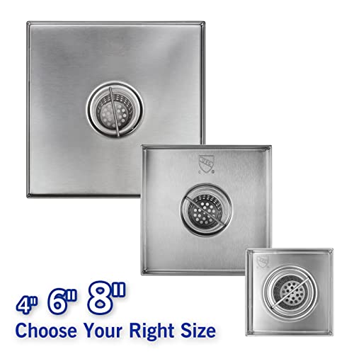 Square Shower Drain 6", Brushed Gold Floor Drain with Tiled Insert Grate & Hair Strainer, 304 Stainless Steel Bathroom 2-in-1 Tiled in Drain, CUPC Certified (Brushed Gold, 6'')