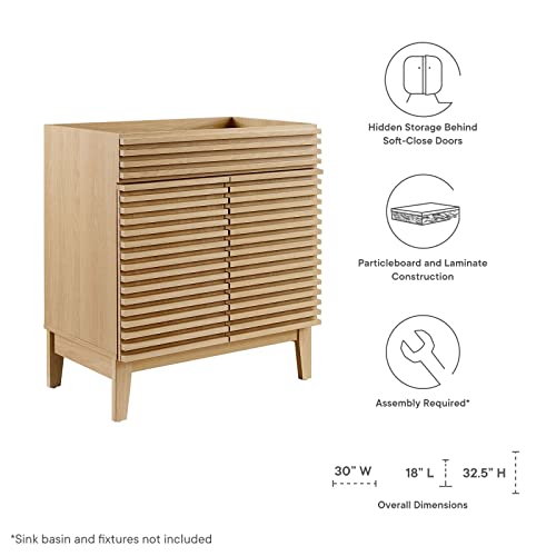 Modway Render 48" Double Sink Bathroom Vanity Cabinet in Walnut White
