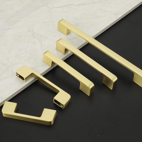 Rergy Champagne Bronze Cabinet Pulls, 10 Pack Champagne Bronze Cabinet Handles, 6.25" Screw Spacing Kitchen Cabinet Handles, 6-1/4inch(160mm) Center to Center Bathroom Cabient Hardware