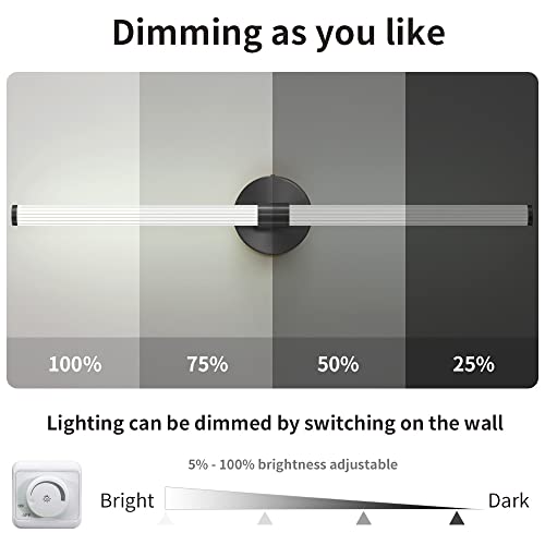 LED Bathroom Light Fixtures Gold Bathroom Vanity Lights Over Mirror 360° Full Lighting Dimmable LED 22 inch Vanity Light Bar Modern Wall Sconce Warm Light for Bedroom Living Room