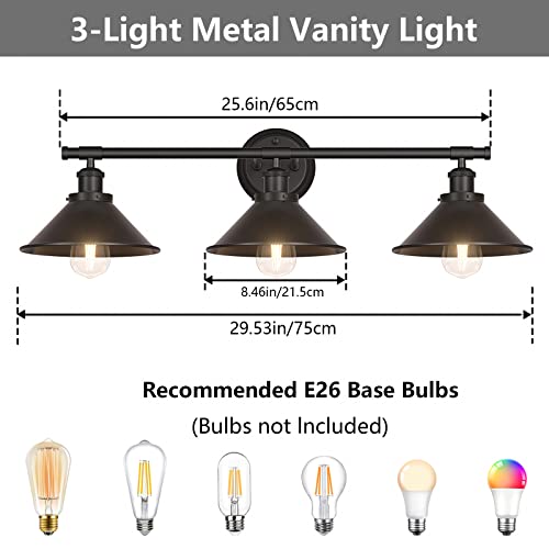 Licperron Black 2-Light Vanity Wall Sconce Lighting, Farmhouse Bathroom Wall Light Fixtures Over Mirror, Industrial Rustic Indoor Bathroom Vanity Lights for Cabinet Dressing Table Living Room