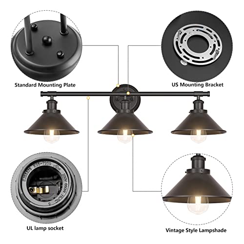 Licperron Black 2-Light Vanity Wall Sconce Lighting, Farmhouse Bathroom Wall Light Fixtures Over Mirror, Industrial Rustic Indoor Bathroom Vanity Lights for Cabinet Dressing Table Living Room