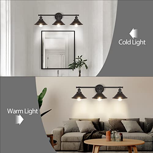 Licperron Black 2-Light Vanity Wall Sconce Lighting, Farmhouse Bathroom Wall Light Fixtures Over Mirror, Industrial Rustic Indoor Bathroom Vanity Lights for Cabinet Dressing Table Living Room