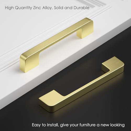Rergy Champagne Bronze Cabinet Pulls, 10 Pack Champagne Bronze Cabinet Handles, 6.25" Screw Spacing Kitchen Cabinet Handles, 6-1/4inch(160mm) Center to Center Bathroom Cabient Hardware