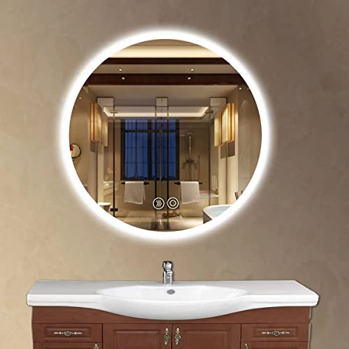 Panana LED Bathroom Mirror 24Inch with Lights, Adjustable 3000K/4500K/6000K Lights, Smart LED Vanity Mirror, Wall Mounted Anti-Fog Dimmable Front Lighted Makeup Mirror (Round 24 x24)