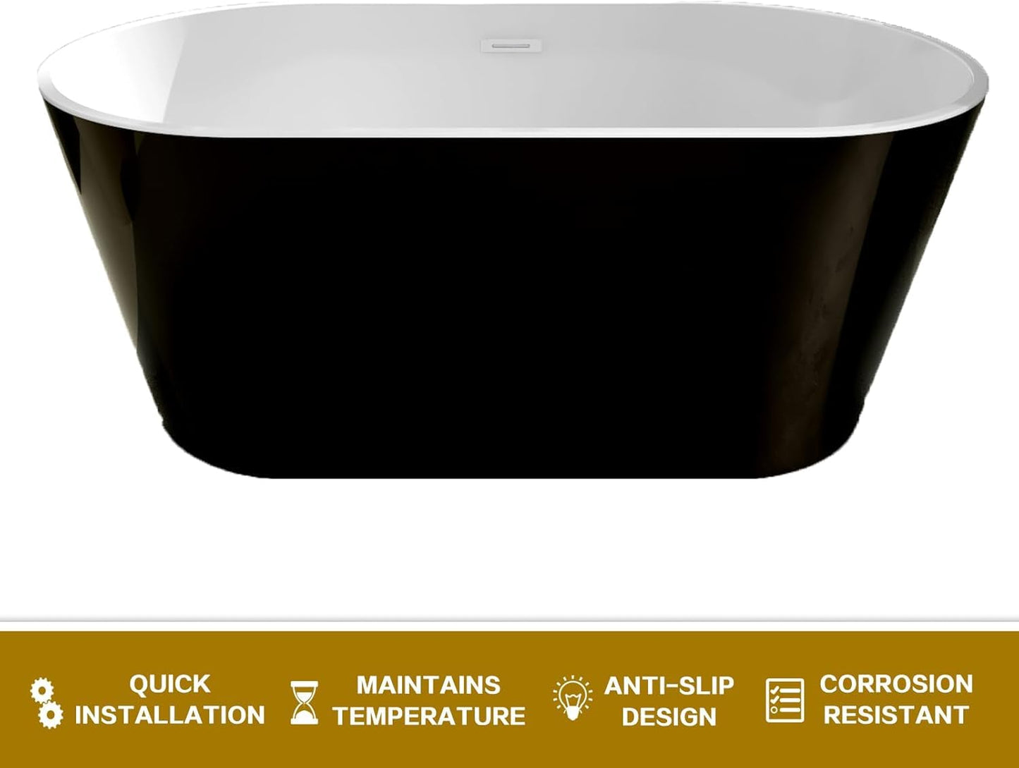 LOVMOR 67" Acrylic Freestanding Soaking Bathtub Soaking Bath Tub with Brushed Nickel Overflow and Pop Up Drain for Bathroom, Double Slipper Tub, Whit