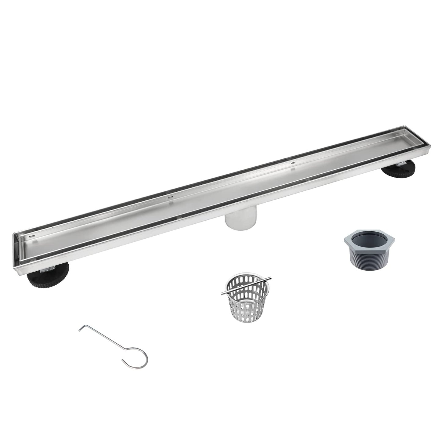 Square Shower Drain 6", Brushed Gold Floor Drain with Tiled Insert Grate & Hair Strainer, 304 Stainless Steel Bathroom 2-in-1 Tiled in Drain, CUPC Certified (Brushed Gold, 6'')