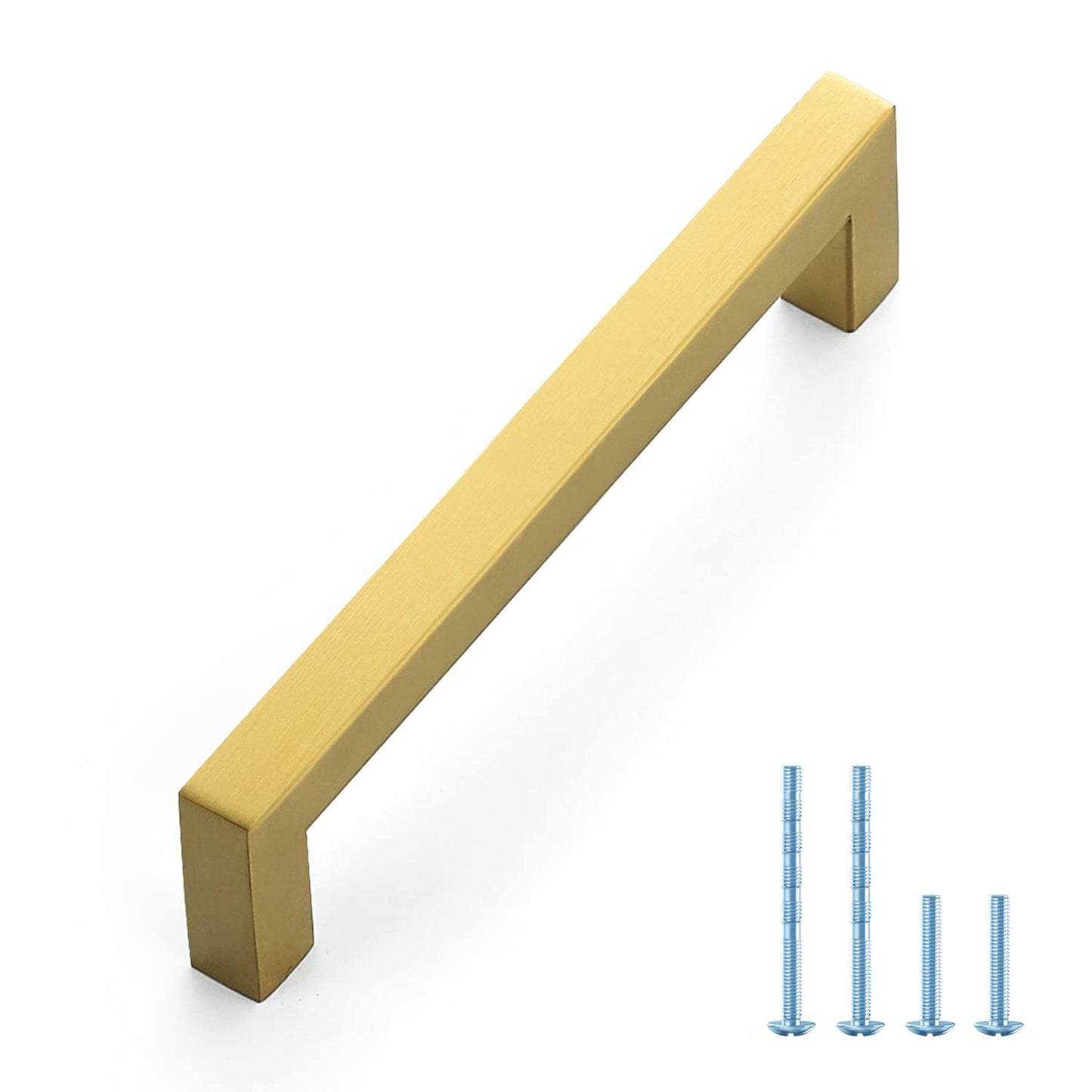 Ravinte 10 Pack Gold Cabinet Pulls 12-3/5 Inch Brushed Brass Kitchen Cabinet Handles Gold Square Kitchen Hardware for Cabinet Gold Kitchen Drawer Pulls Come with Screwdriver