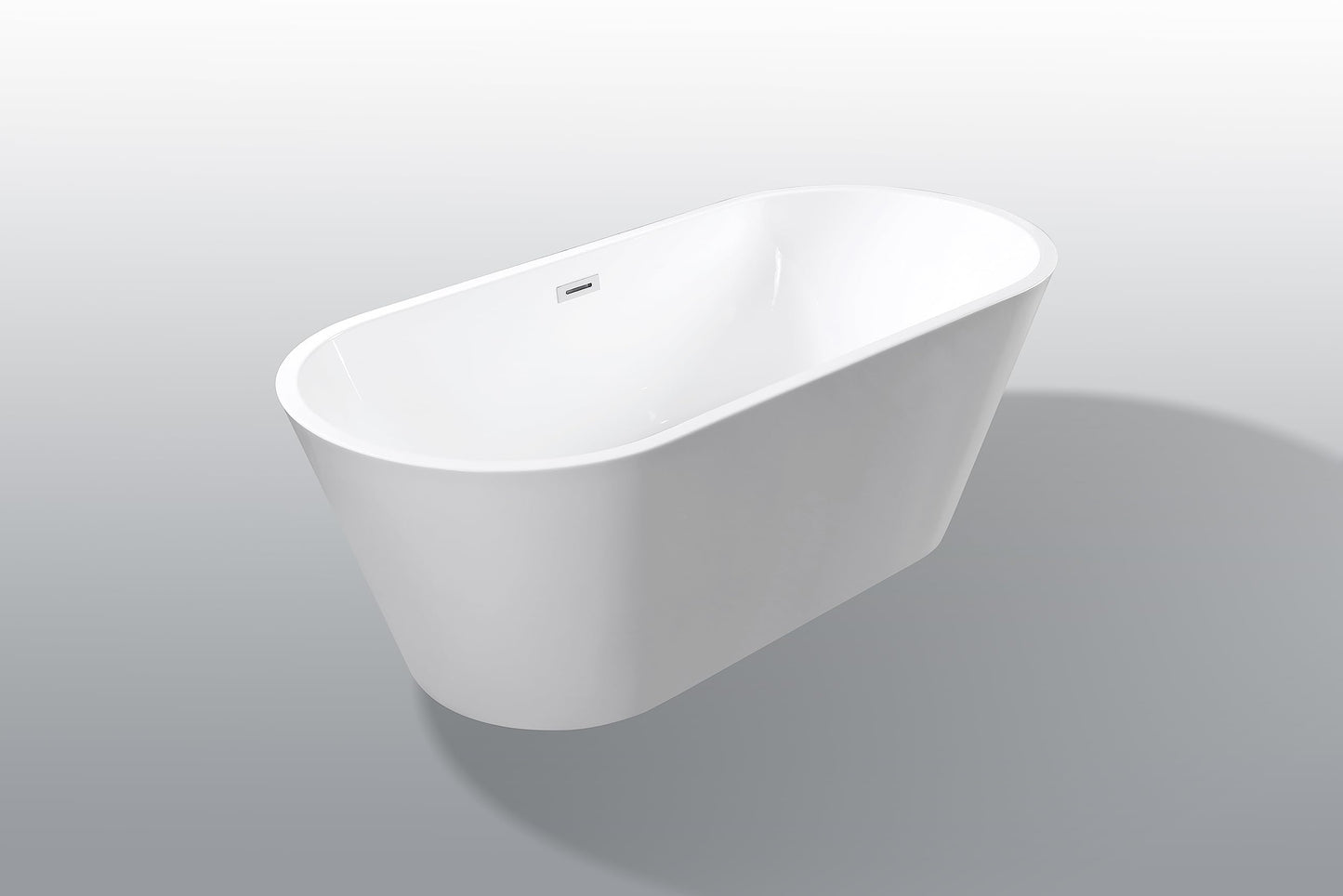 LOVMOR 67" Acrylic Freestanding Soaking Bathtub Soaking Bath Tub with Brushed Nickel Overflow and Pop Up Drain for Bathroom, Double Slipper Tub, Whit