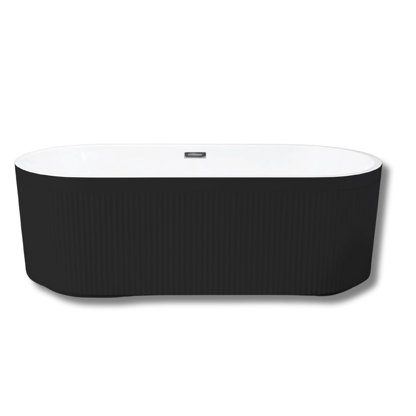 LOVMOR 67" Acrylic Freestanding Soaking Bathtub Soaking Bath Tub with Brushed Nickel Overflow and Pop Up Drain for Bathroom, Double Slipper Tub, Whit
