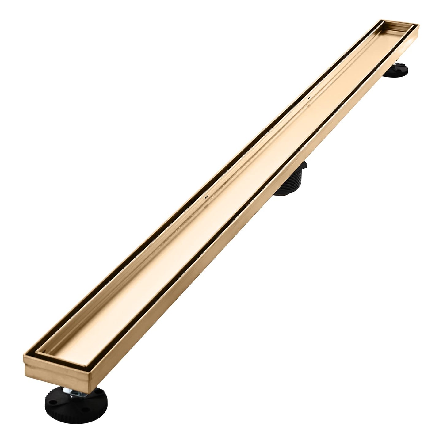 Linear Shower Floor Drain, Black 24 Inch 304 Stainless Steel Bathroom Drains Kit, Rectangular Shower Trench Drain with Reversable Tile-in Pattern Drain Cover & Hair Catcher