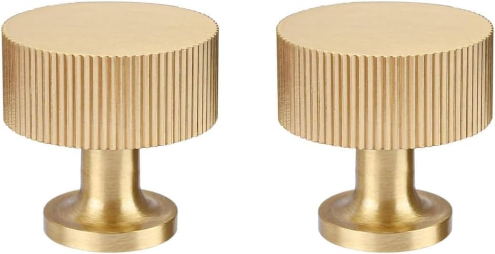 RZDEAL 4pcs Solid Brass Cabinet Knobs Pulls Cabinet Drawer Dresser Gold Knobs Modern Handles Knobs(1"x1"/25mmx25mm),Brushed Brass Finish