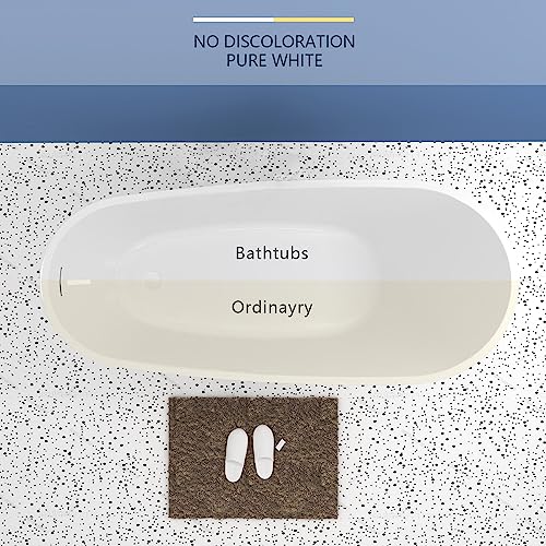 59 in. High-back Free Standing Tub, Contemporary Soaking Tub, Bathroom Stand Alone Freestanding Bathtub Overflow and Drain (Glossy White)