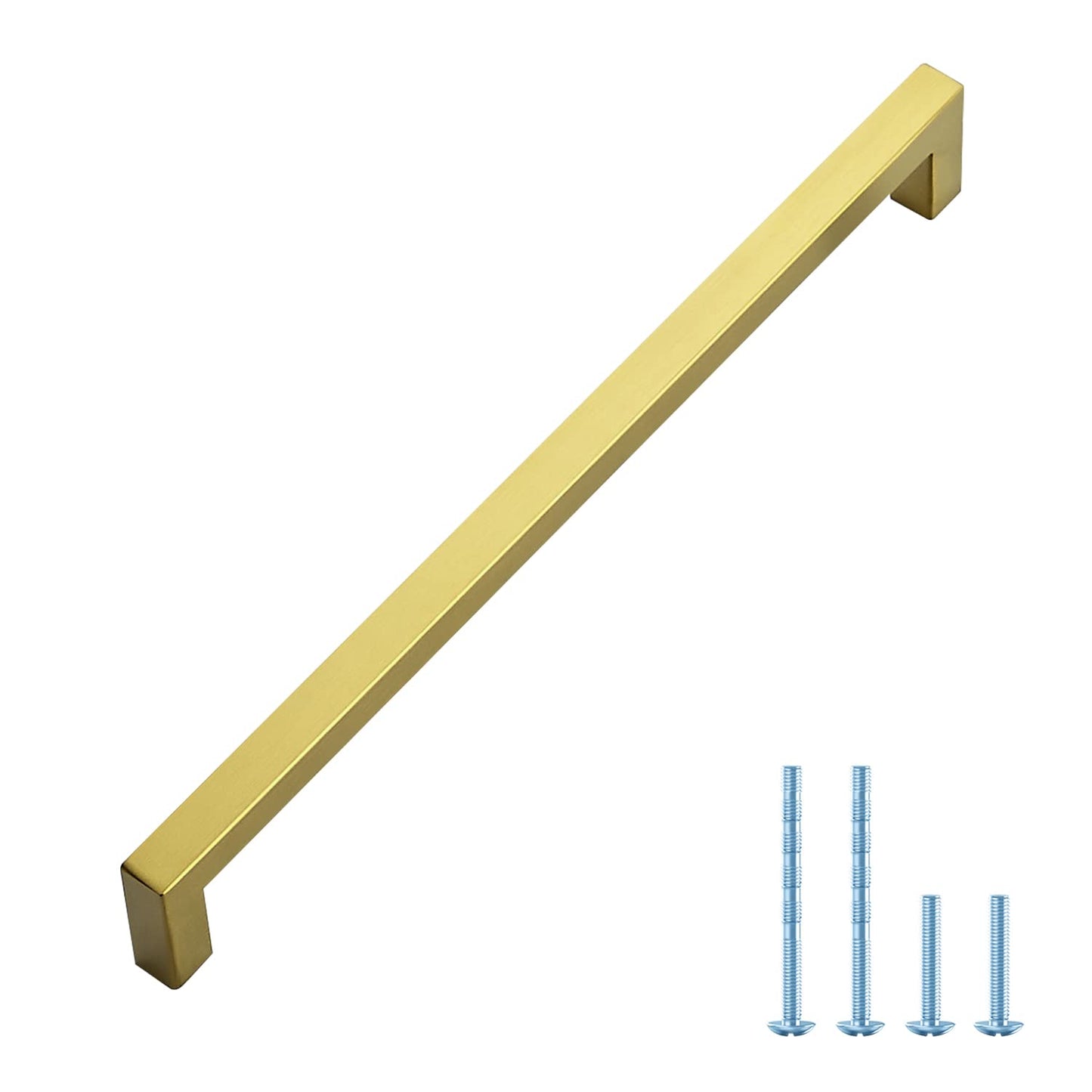 Ravinte 10 Pack Gold Cabinet Pulls 12-3/5 Inch Brushed Brass Kitchen Cabinet Handles Gold Square Kitchen Hardware for Cabinet Gold Kitchen Drawer Pulls Come with Screwdriver
