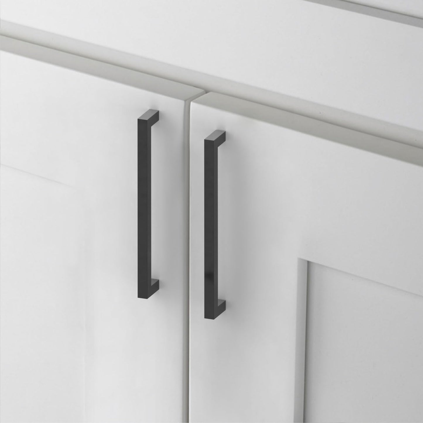 10 Pack 5''(128mm) Matte Black Cabinet Pulls Kitchen Stainless Steel Cabinet Handles Square Cabinet Hardware for Cupboard Drawer Pulls