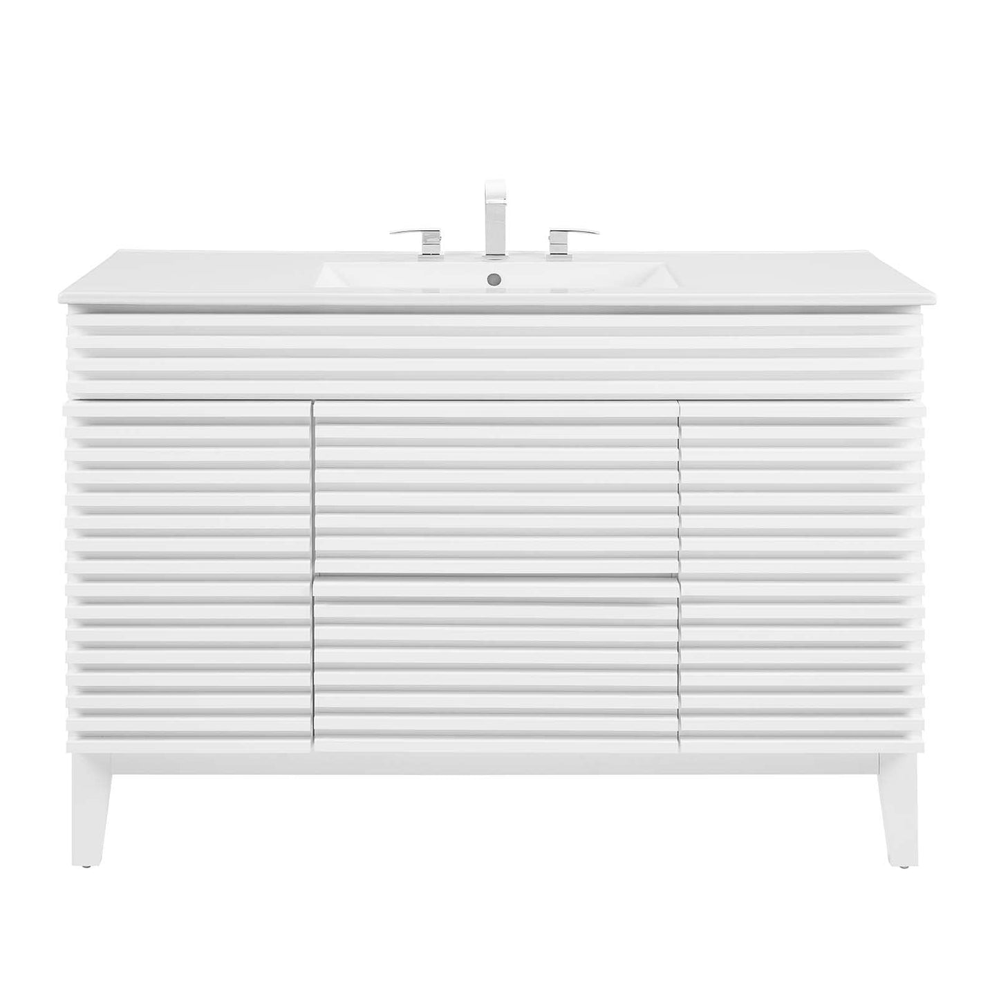 Modway Render 48" Double Sink Bathroom Vanity Cabinet in Walnut White