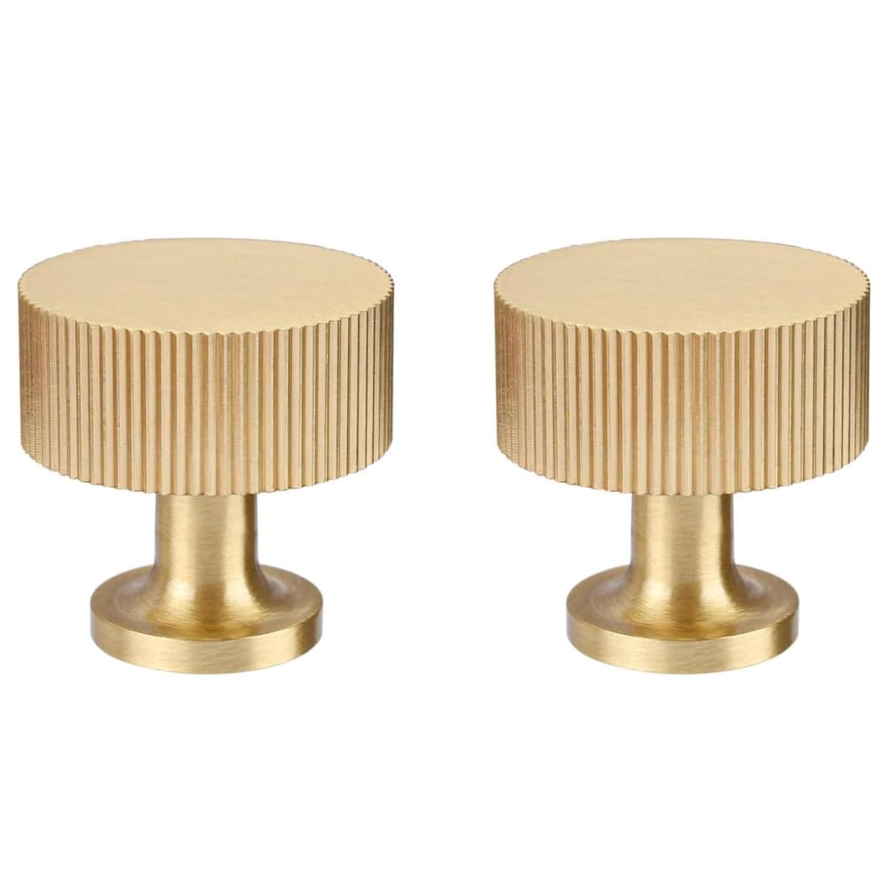 RZDEAL 4pcs Solid Brass Cabinet Knobs Pulls Cabinet Drawer Dresser Gold Knobs Modern Handles Knobs(1"x1"/25mmx25mm),Brushed Brass Finish