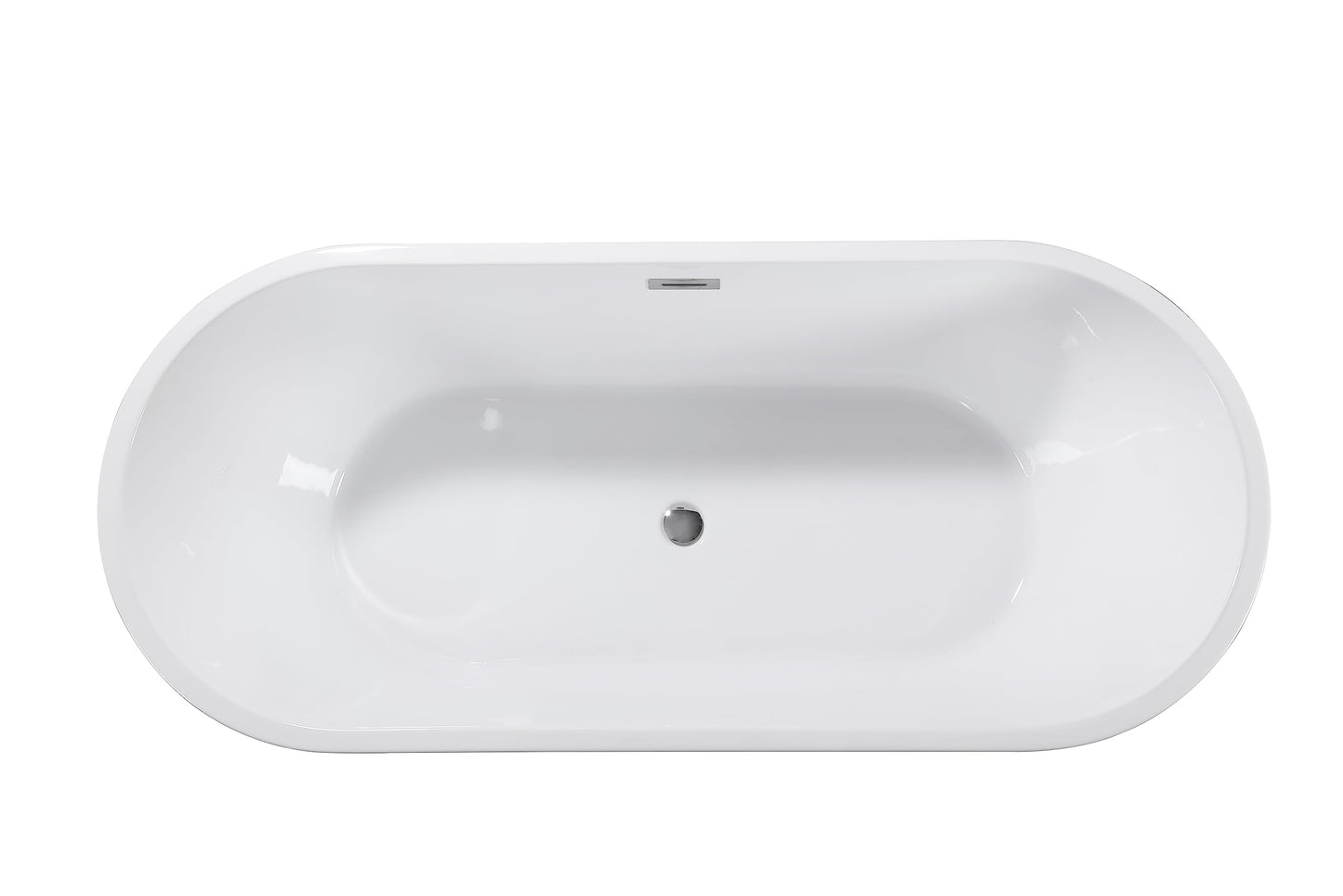 LOVMOR 67" Acrylic Freestanding Soaking Bathtub Soaking Bath Tub with Brushed Nickel Overflow and Pop Up Drain for Bathroom, Double Slipper Tub, Whit