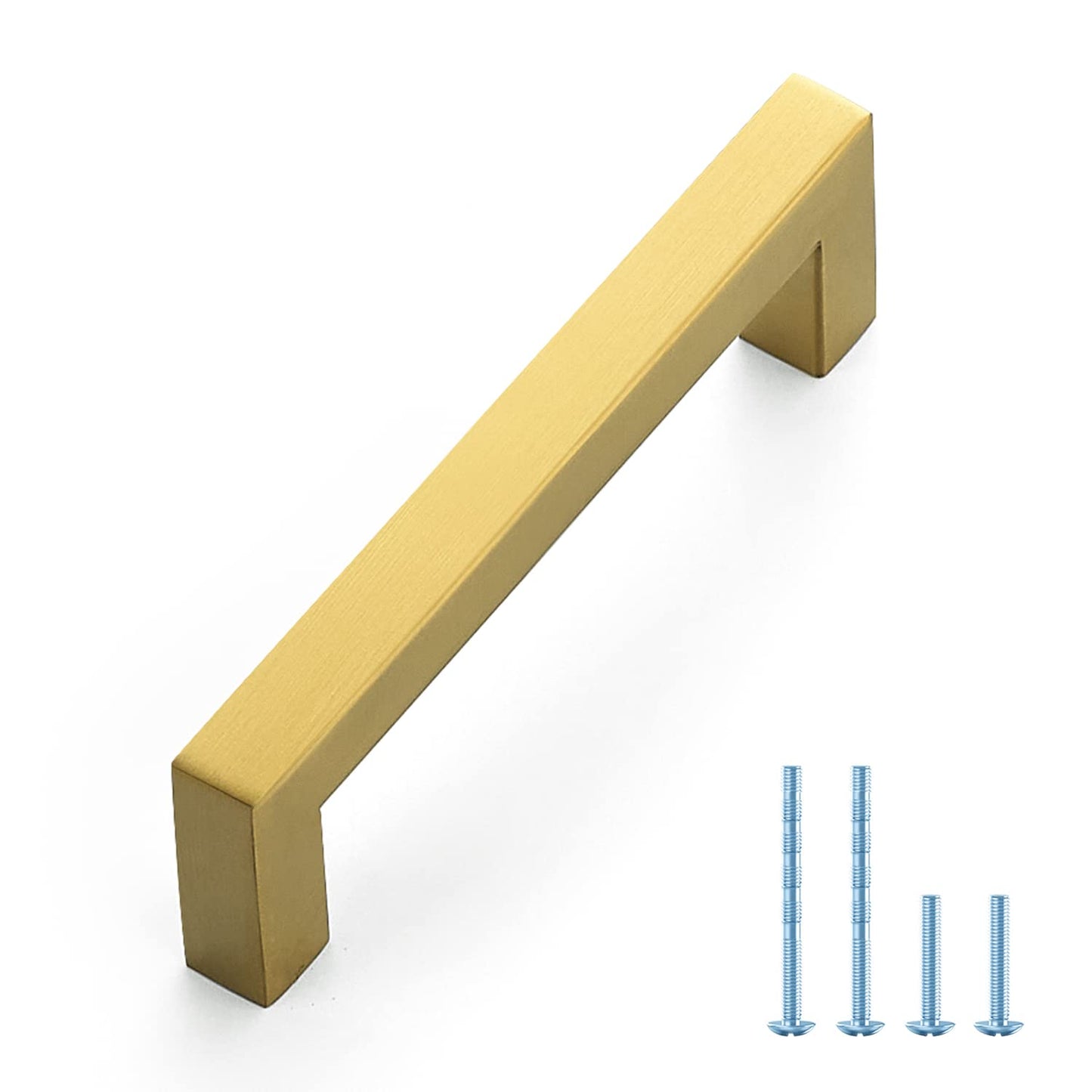 Ravinte 10 Pack Gold Cabinet Pulls 12-3/5 Inch Brushed Brass Kitchen Cabinet Handles Gold Square Kitchen Hardware for Cabinet Gold Kitchen Drawer Pulls Come with Screwdriver
