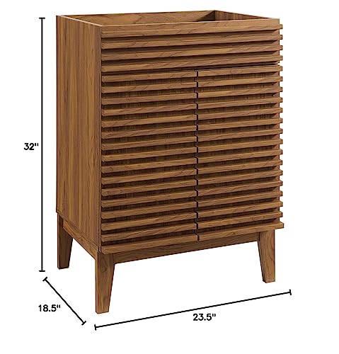 Modway Render 48" Double Sink Bathroom Vanity Cabinet in Walnut White