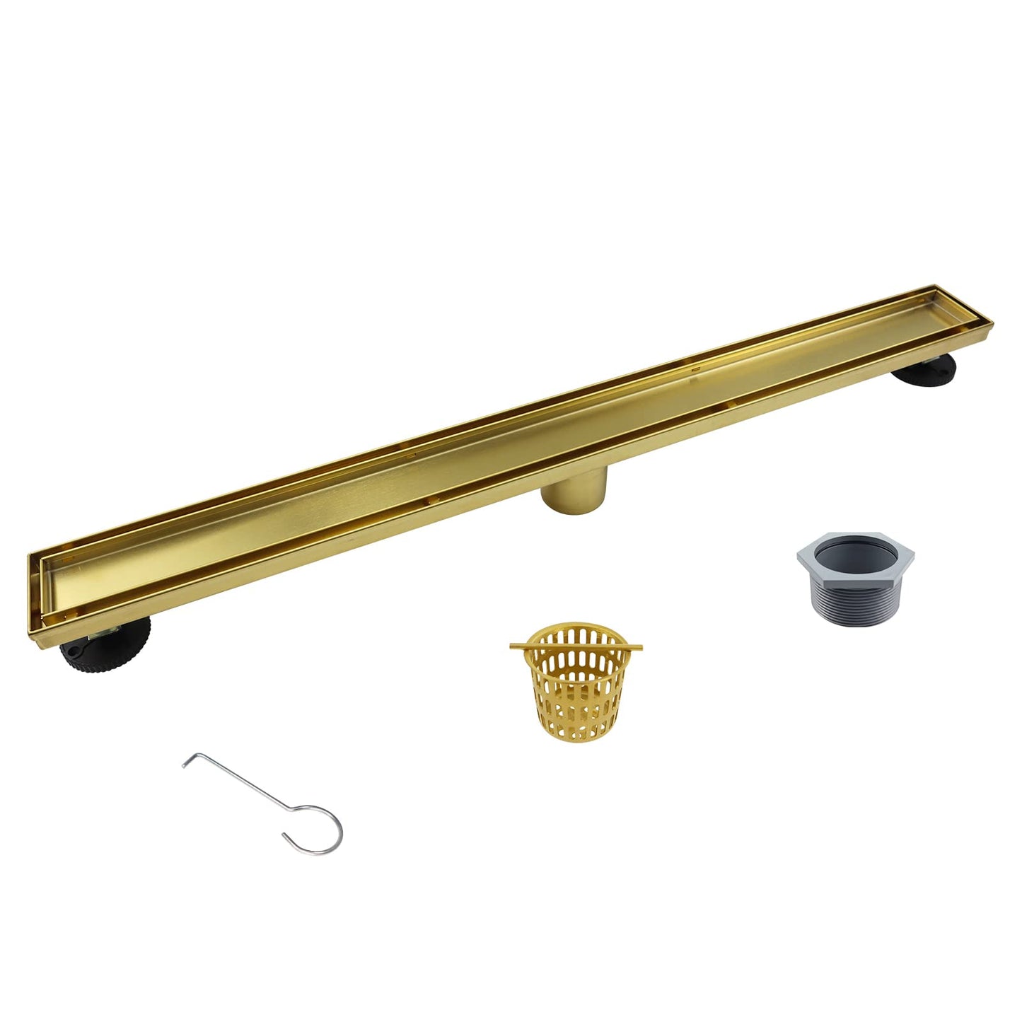 Square Shower Drain 6", Brushed Gold Floor Drain with Tiled Insert Grate & Hair Strainer, 304 Stainless Steel Bathroom 2-in-1 Tiled in Drain, CUPC Certified (Brushed Gold, 6'')