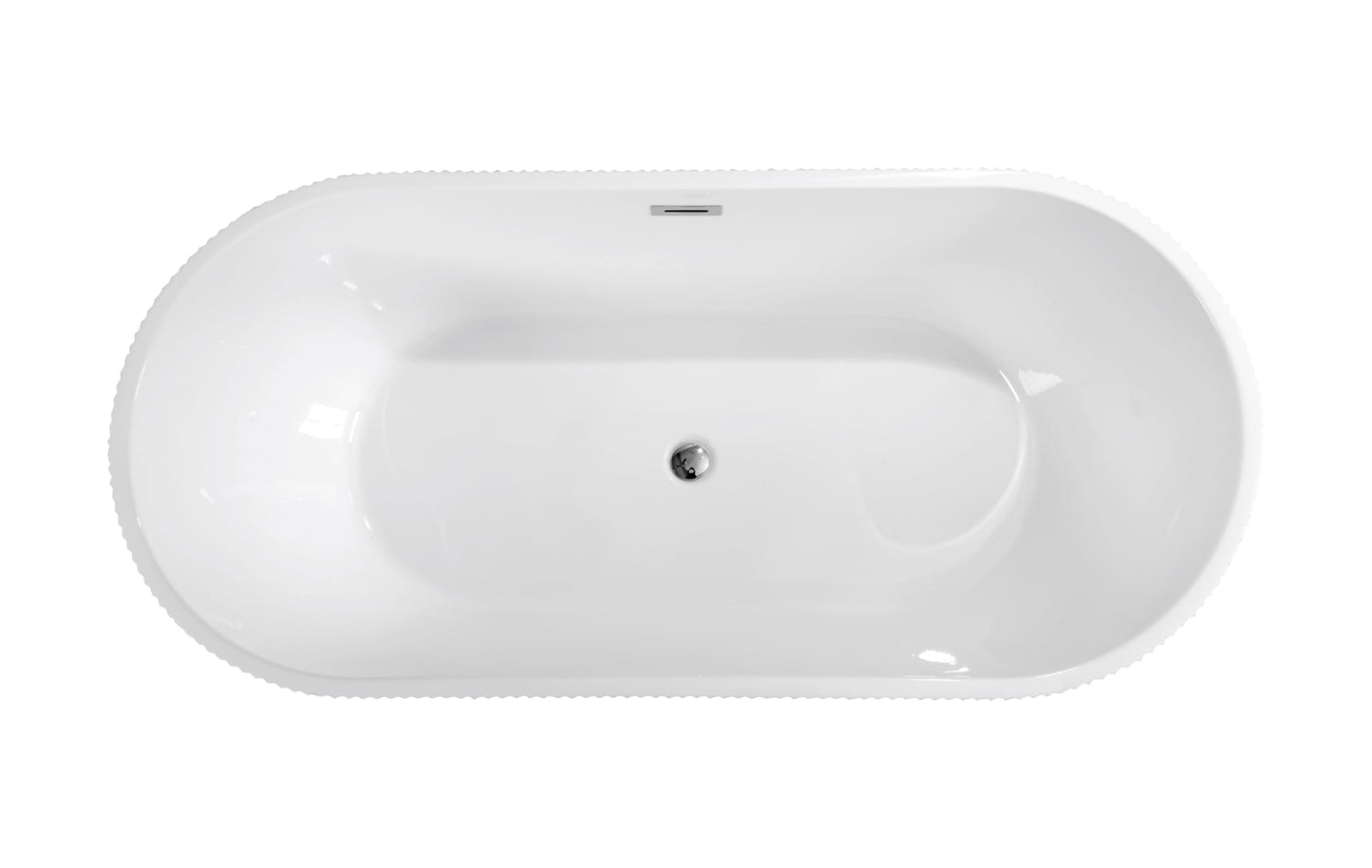 LOVMOR 67" Acrylic Freestanding Soaking Bathtub Soaking Bath Tub with Brushed Nickel Overflow and Pop Up Drain for Bathroom, Double Slipper Tub, Whit