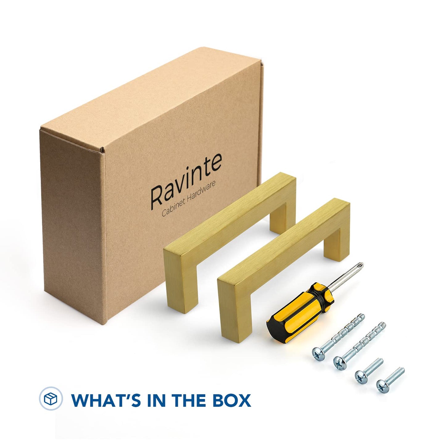 Ravinte 10 Pack Gold Cabinet Pulls 12-3/5 Inch Brushed Brass Kitchen Cabinet Handles Gold Square Kitchen Hardware for Cabinet Gold Kitchen Drawer Pulls Come with Screwdriver