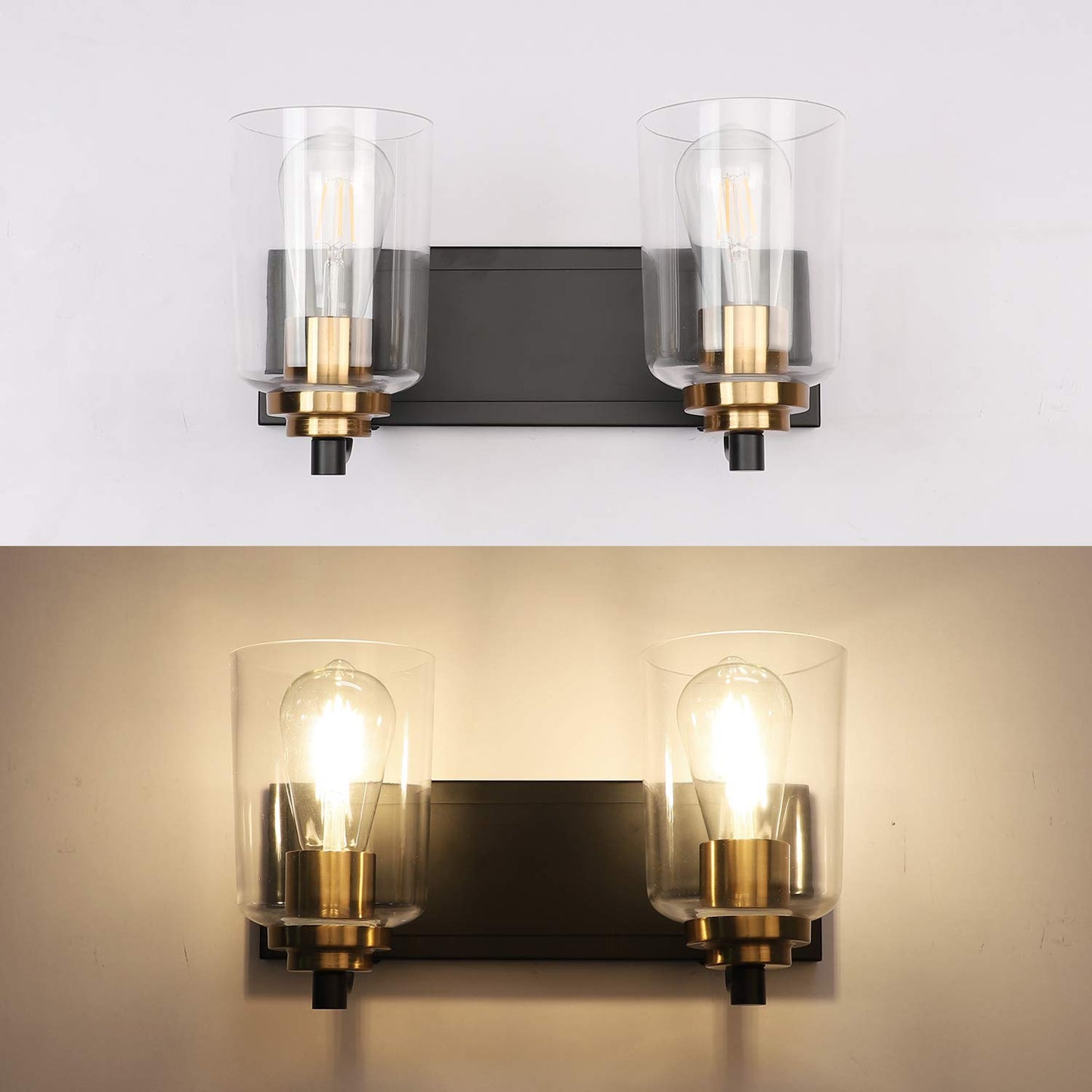 SOLFART Vintage Vanity Lighting Fixtures for Bathroom Black with Bronze Wall Lamp Sconce Black with Bronze 4 lights