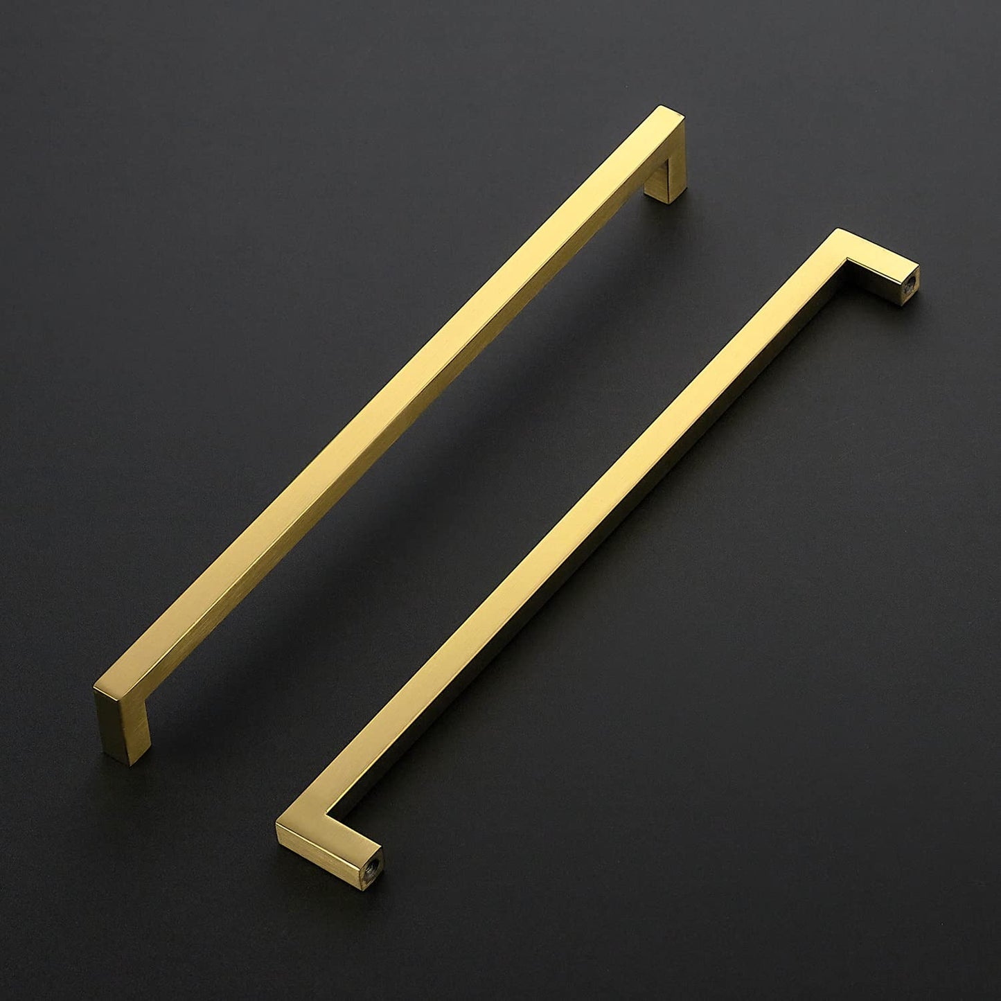 Ravinte 10 Pack Gold Cabinet Pulls 12-3/5 Inch Brushed Brass Kitchen Cabinet Handles Gold Square Kitchen Hardware for Cabinet Gold Kitchen Drawer Pulls Come with Screwdriver