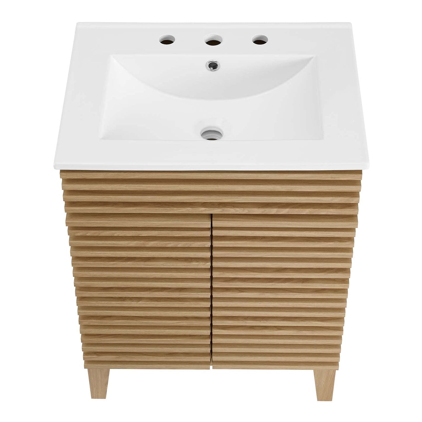 Modway Render 48" Double Sink Bathroom Vanity Cabinet in Walnut White