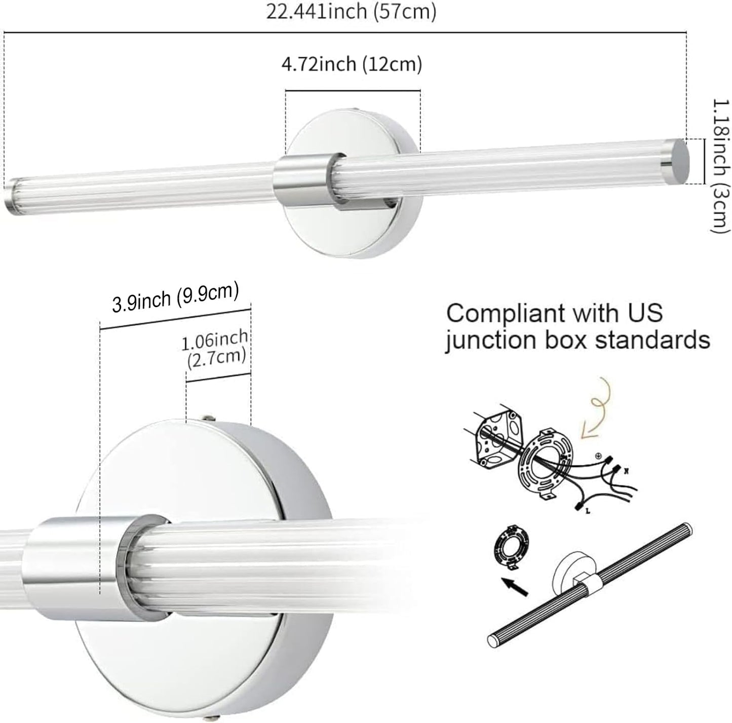 LED Bathroom Light Fixtures Gold Bathroom Vanity Lights Over Mirror 360° Full Lighting Dimmable LED 22 inch Vanity Light Bar Modern Wall Sconce Warm Light for Bedroom Living Room