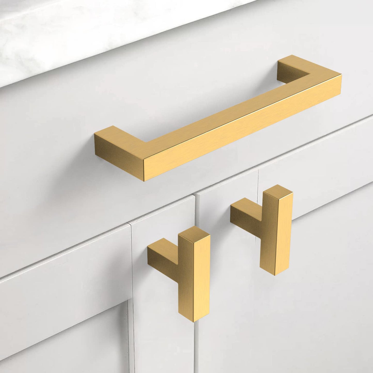 10 Pack 5''(128mm) Matte Black Cabinet Pulls Kitchen Stainless Steel Cabinet Handles Square Cabinet Hardware for Cupboard Drawer Pulls