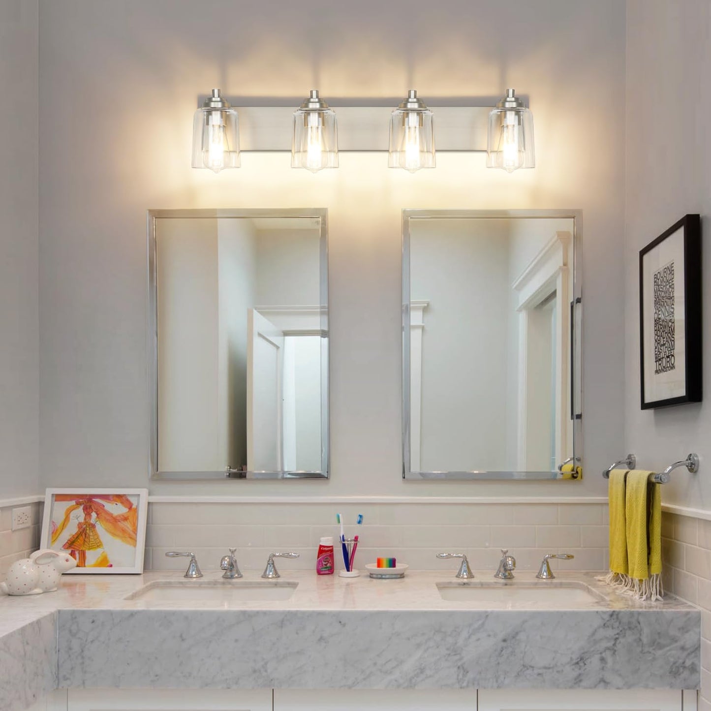 SOLFART Vintage Vanity Lighting Fixtures for Bathroom Black with Bronze Wall Lamp Sconce Black with Bronze 4 lights