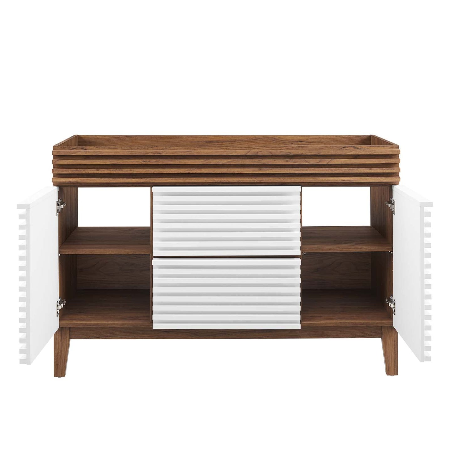 Modway Render 48" Double Sink Bathroom Vanity Cabinet in Walnut White