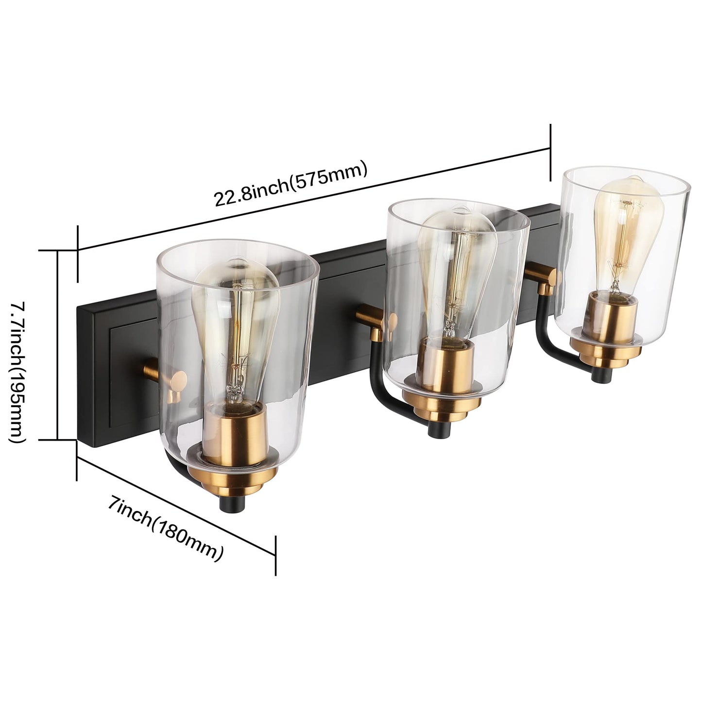 SOLFART Vintage Vanity Lighting Fixtures for Bathroom Black with Bronze Wall Lamp Sconce Black with Bronze 4 lights