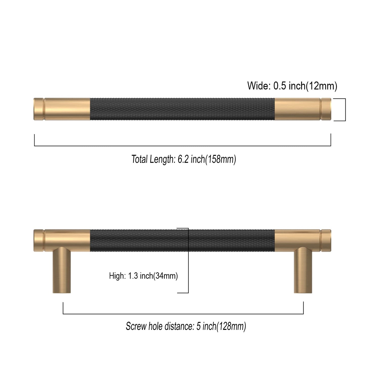 10 Pack 1"(25mm) Champagne Bronze and Matte Black Knurled Cabinet Knobs for Dresser Kitchen Knobs for Cabinets Single Hole Cabinet Pulls Hardware