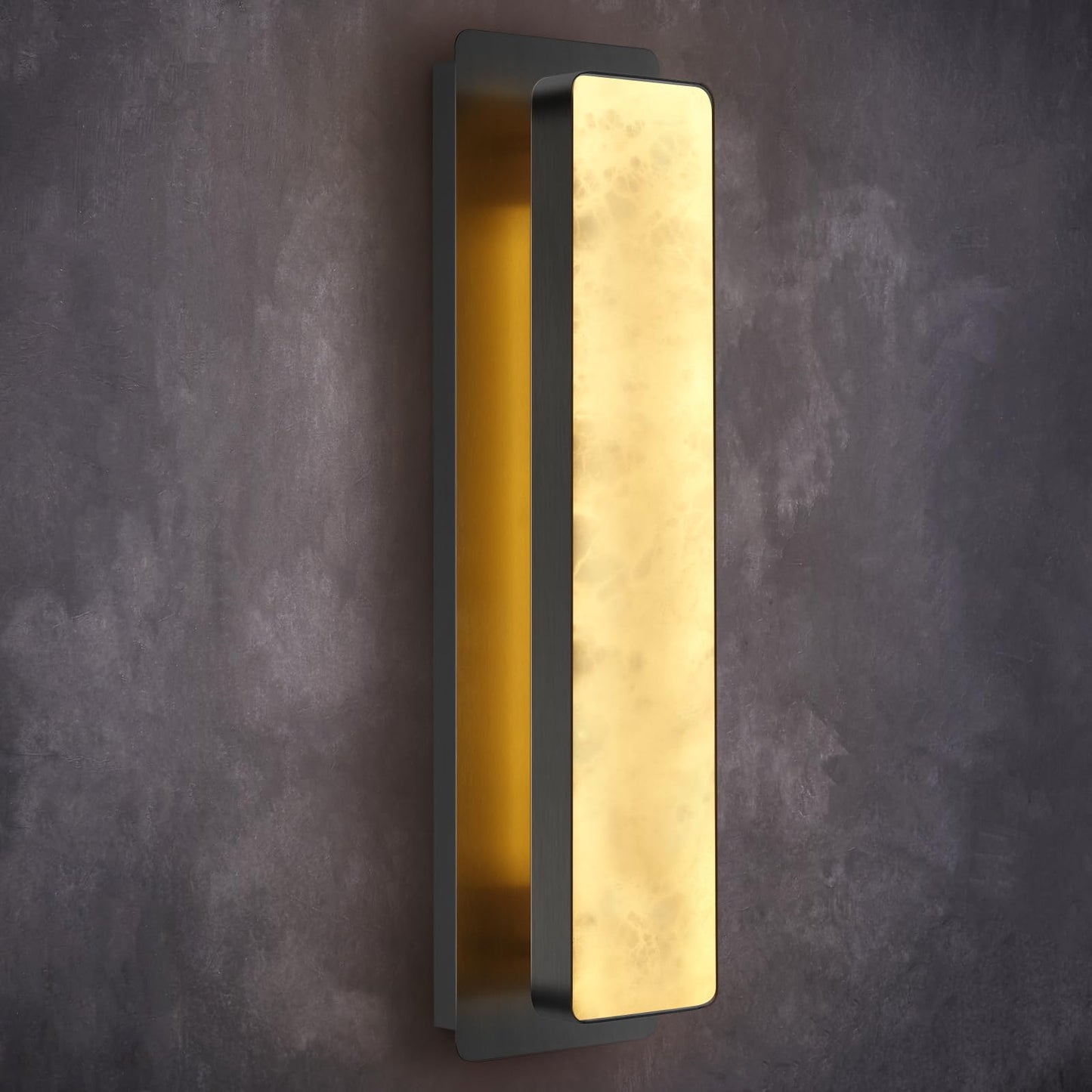 Modern Alabaster Wall Sconces Set of Two, 20" Gold Bathroom Sconces Wall Lighting Brass Sconce Vanity Light Indoor Natural Marble Wall Lights for Living Room, Dining Room, Bedroom, Stairs, Foyer