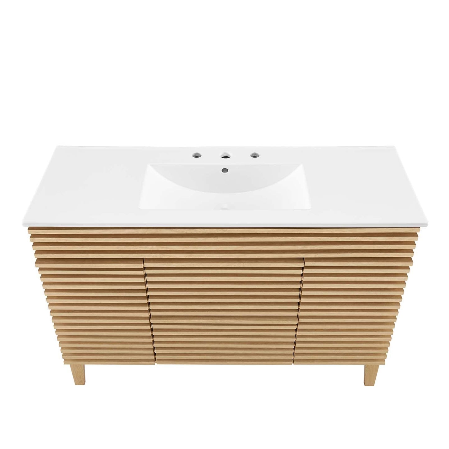 Modway Render 48" Double Sink Bathroom Vanity Cabinet in Walnut White