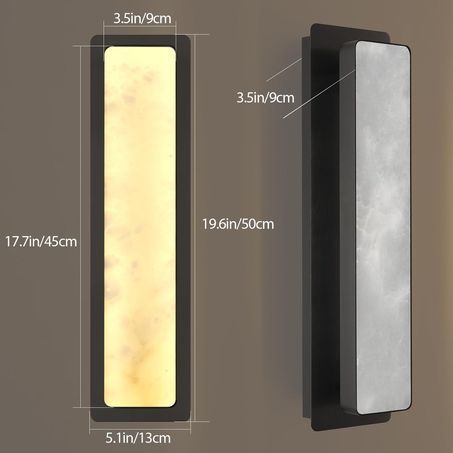 Modern Alabaster Wall Sconces Set of Two, 20" Gold Bathroom Sconces Wall Lighting Brass Sconce Vanity Light Indoor Natural Marble Wall Lights for Living Room, Dining Room, Bedroom, Stairs, Foyer