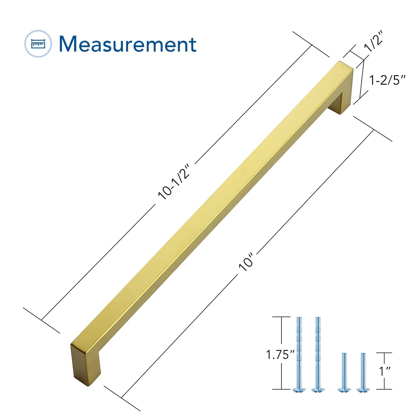 Ravinte 10 Pack Gold Cabinet Pulls 12-3/5 Inch Brushed Brass Kitchen Cabinet Handles Gold Square Kitchen Hardware for Cabinet Gold Kitchen Drawer Pulls Come with Screwdriver
