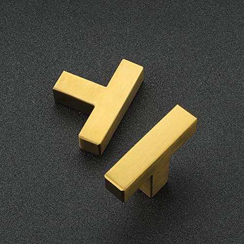 Ravinte 10 Pack Gold Cabinet Pulls 12-3/5 Inch Brushed Brass Kitchen Cabinet Handles Gold Square Kitchen Hardware for Cabinet Gold Kitchen Drawer Pulls Come with Screwdriver