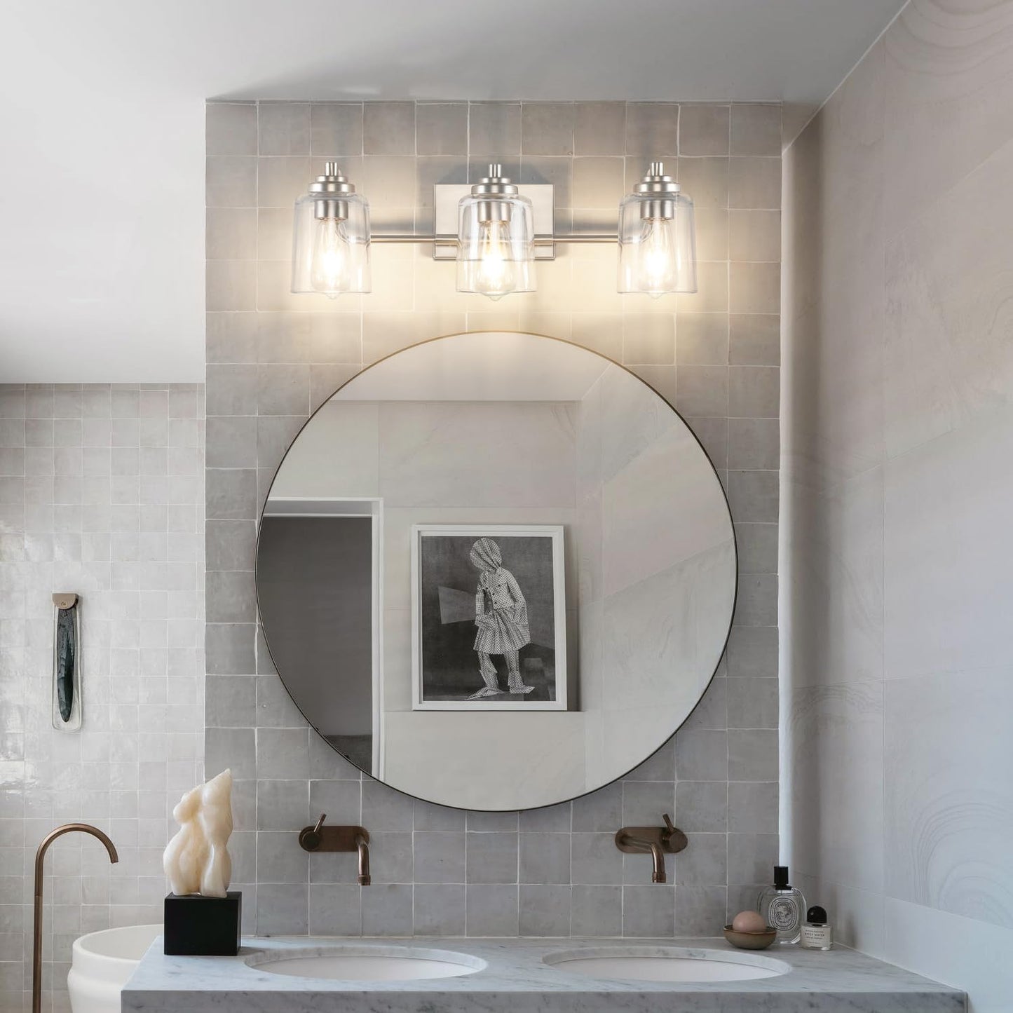 SOLFART Vintage Vanity Lighting Fixtures for Bathroom Black with Bronze Wall Lamp Sconce Black with Bronze 4 lights
