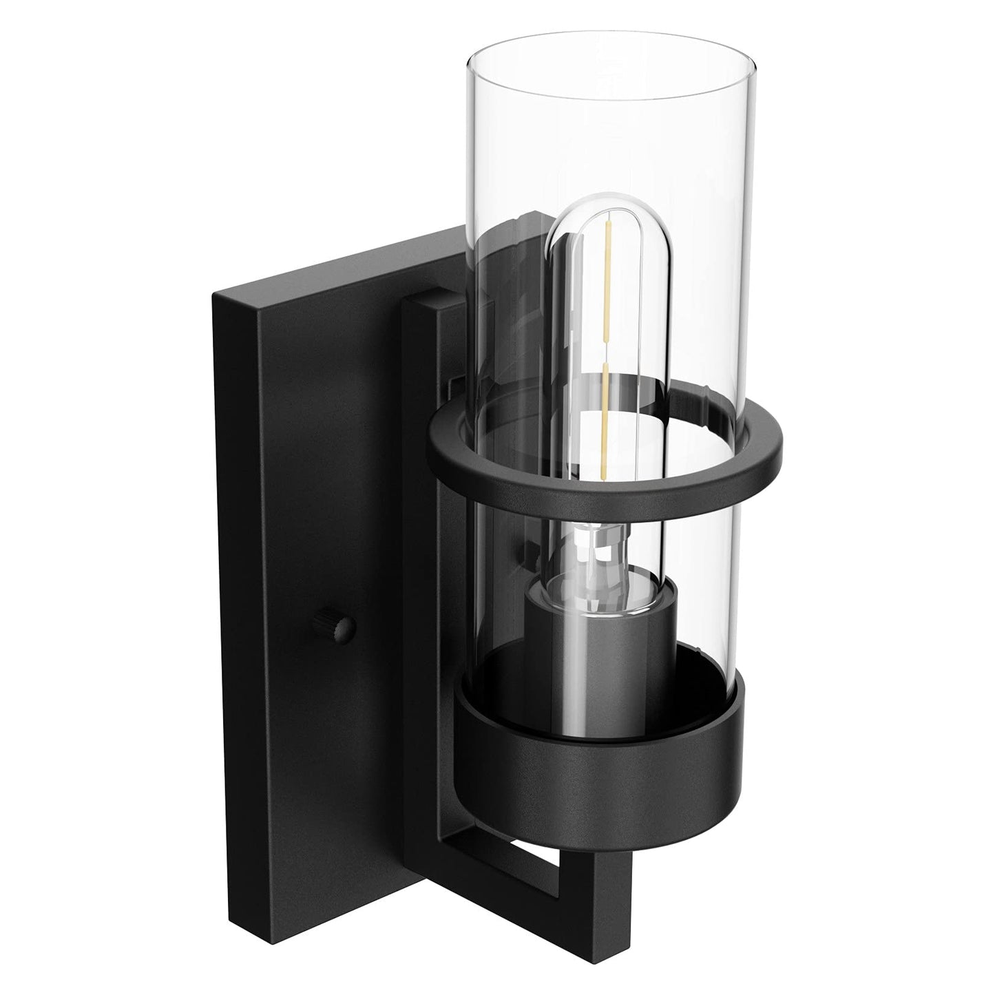 Tipace Black 2-Pack Wall Light Fixtures,Industrial Wall Sconces Clear Glass Wall Mount Sconce,Wall Lamp for Living Room Bedroom Hallway(Bulb not Include)