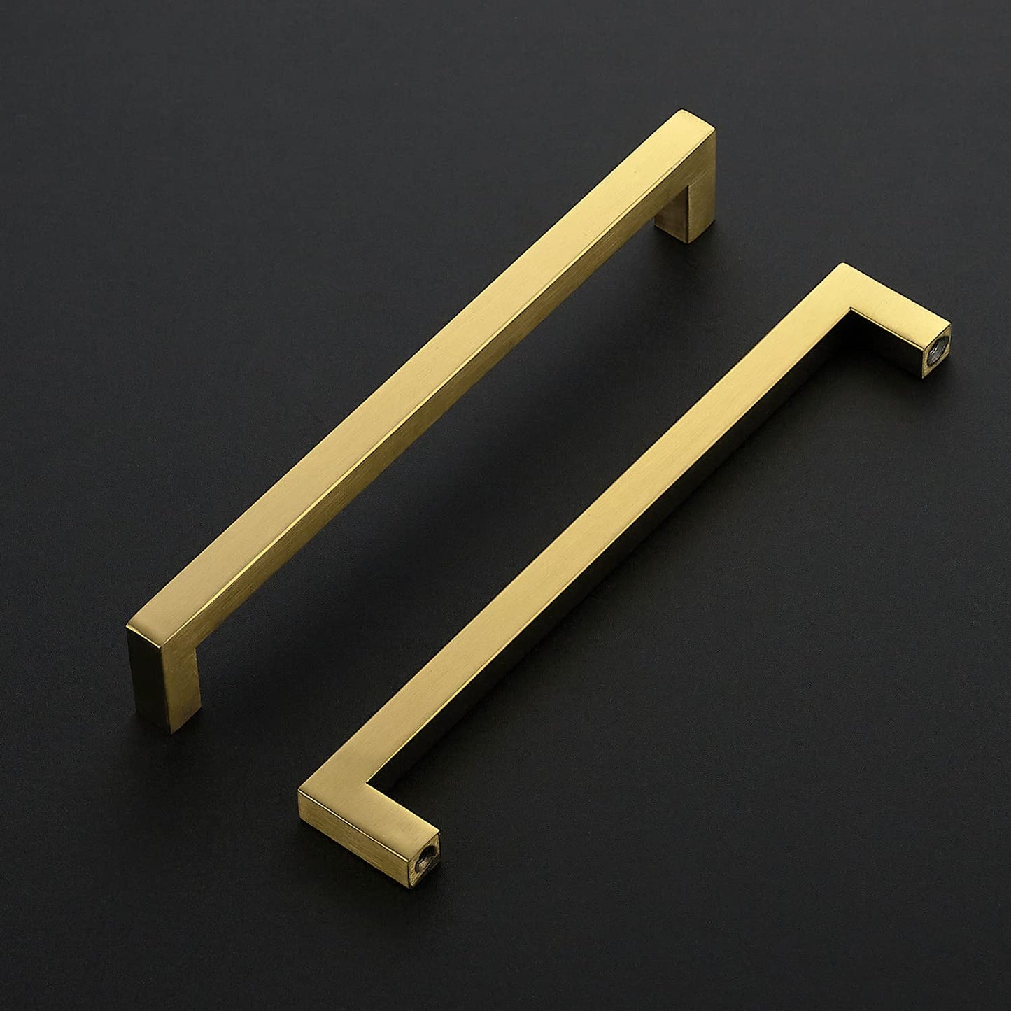Ravinte 10 Pack Gold Cabinet Pulls 12-3/5 Inch Brushed Brass Kitchen Cabinet Handles Gold Square Kitchen Hardware for Cabinet Gold Kitchen Drawer Pulls Come with Screwdriver